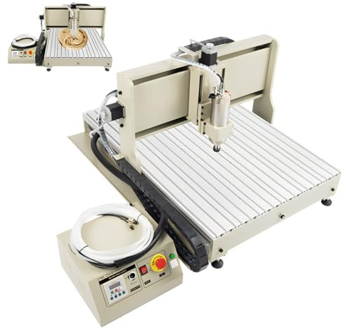 Machine à graver CNC 2200W Machine Outil de Gravure pour Métal/Verre/Bois, Connexion à Quatre Axes, Mode de Contrôle Ordinateur, 24000RPM, 104.5x72cm Zone de Travail Max Epaisseur 130mm