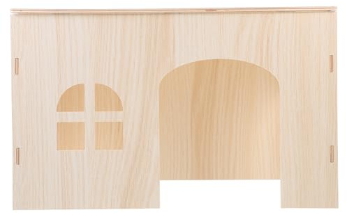 VALICLUD Meerschweinchen Holzhaus XXL Kleintier Versteck aus Naturholz Eichhörnchen Spielhaus mit Flachdach Sicheres Haustiernest für Entspannung und Spielspaß