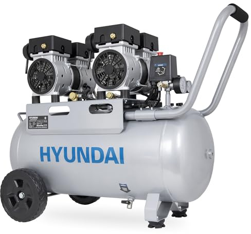 HYUNDAI Silent Kompressor SAC22050 | 50L Kessel | 2.2kW (3PS), 9bar | 384 L/Min Ansaugleistung | Luftkompressor leise, ölfrei | 1 Anschluss | geräuscharmer Flüsterkompressor