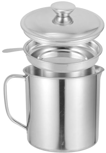 SHINEOFI Filtre Huile En Acier Inoxydable Avec Passoire Intégrée Et Poignée Isolante Pot À Huile De Cuisson Filtrage Pratique Pour Cuisine Domestique