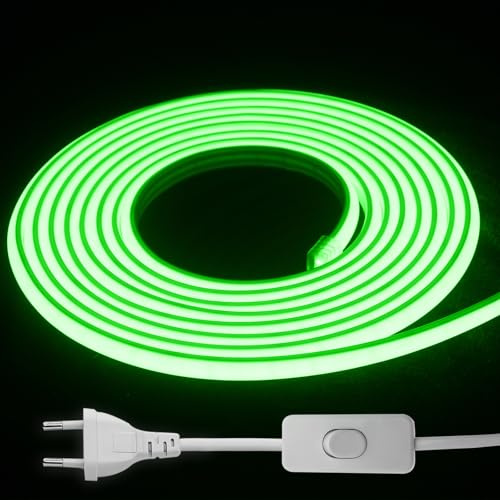 COB LED Streifen 230V IP65 mit Stecker für Außen & Innen (Grün, 30M) | Ca. 780 lm/m Helligkeit, flexible Lichtleiste mit Schalter, ideal für Küche, Garten, Terrasse und Dekoration.