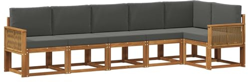 vidaXL Outdoor-Sofagarnitur 6 pcs Natur und Anthrazit Polyester, Garten, modernes, wetterfestes Ecksofa, Sitzgelegenheit für draußen, Terrassenmöbel, entspannendes Set