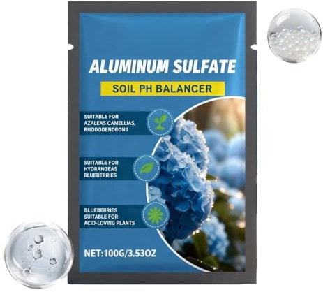Soil Acidifier Aluminium Sulphate 100g, PH Down For Garden & Pond | Makes Hydrangeas Blue Quickly , Use For Azaleas, Rhododendrons, Indoor Potted Acidic Plants
