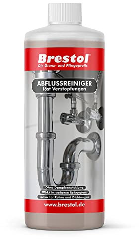 BRESTOL® Abflussreiniger 1000 ml - Rohrreiniger flüssiger Abflussreiniger Abflussfrei Haar-weg Siphonreiniger gegen Rohrverstopfung im Rohrsystem schonend für Dichtungen & ohne Dampfentwicklung