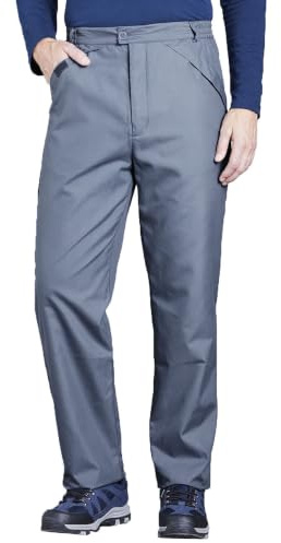 Chums Men's Fleece Lined Water Resistant Elasticated Waist Walking Trousers | Expandable Side Stretch Waistband Hiking Pants with Thermal Insulation and Closable Hook & Loop Pockets