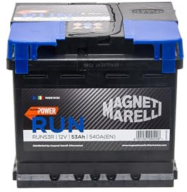 Magneti Marelli Parts & Services - Batteria Auto 53 Ah Run, Batteria Auto L01 069053540007 al Piombo Acido ad Alte Prestazioni, Potenza di Avviamento +30%, 12V 53Ah 540A B13 con Maniglie, Ricambi Auto