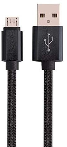 Just Accessories® Strong Fabric Braided 3M Black Micro USB 2.0 Data Cable Charging Charger Sync USB 2.0 A to MICRO USB B Lead