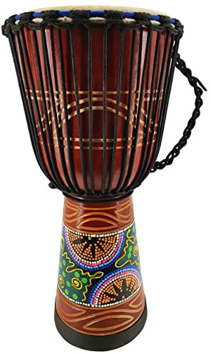 60cm Profi Djembe Trommel Bongo Drum Bunt Bemalt Großer Durchmesser Fair Trade