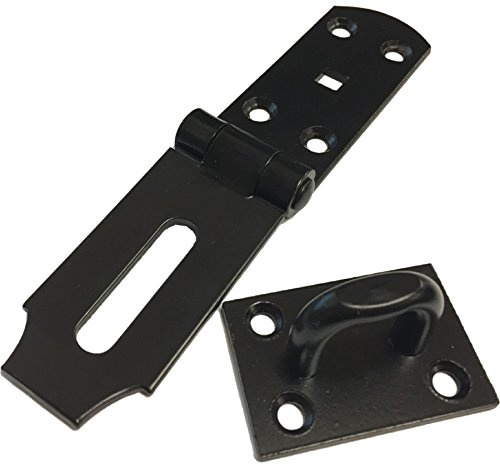 Dzina Safety Hasp and Staple Heavy Duty 200mm x 45mm x 3mmn (8 x 1.3/4 Inch) Black, Pack of 1