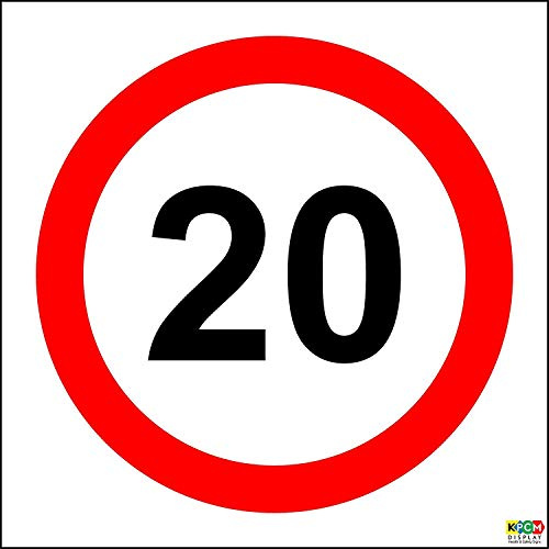 Indigos UG Aufkleber 20 mph speed limit signs 30x30cm - Sticker für Büro, Firma, Schule, Hotel, Werkschutz