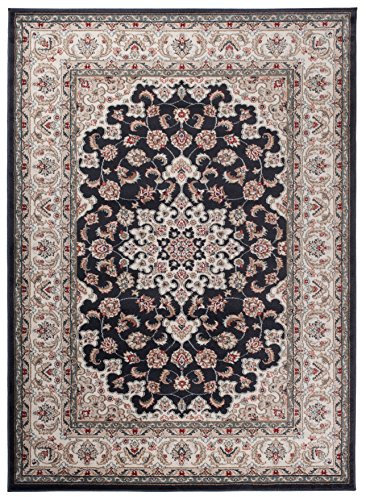 Carpeto Orientteppich Teppich Schwarz 250 x 350 cm Medaillon Klassisch Muster - Wohnzimmer Schlafzimmer Esszimmer