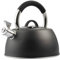 VonShef Stove Top Kettle, Stainless Steel Whistling Teakettle, Matte Black 2.5L Induction Kettle, Hob Teakettle with Stay Cool Handle & Grip, Suitable for All Hob Types