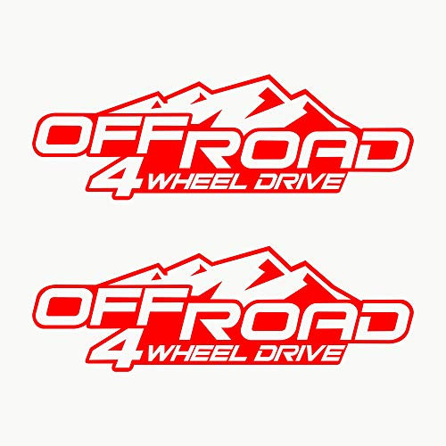 Autodomy 4x4 Off Road Allrad 4 Wheel Drive Aufkleber 2 Stück | 4x4 Aufkleber für Auto 20x6,5 cm | Sticker Auto Tuning Widerstandsfähig gegen Regen und Sonne (Rot)