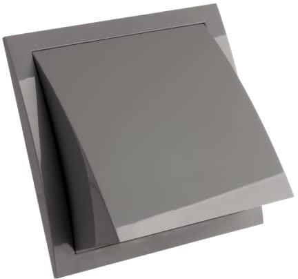 Ø 125mm / 5'' Cowled Duct Cover with Gravity Flap - Ventilation Grille with Rain and Wind Protection - External Air Vent Covers - ABS Plastic Grey