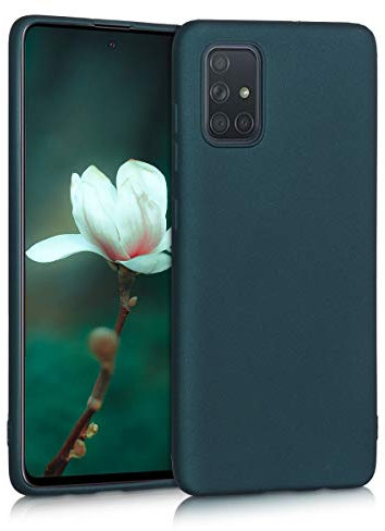 kwmobile Case kompatibel mit Samsung Galaxy A71 Hülle - Schutzhülle aus Silikon metallisch schimmernd - Handyhülle Metallic Petrol
