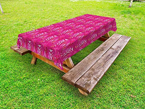 ABAKUHAUS Ibisco Tovaglia da Esterno, Tropical Magenta Monstera, Tovaglia da Picnic Lavabile Decorativa, 145 cm x 305 cm, Raspberry Baby Pink