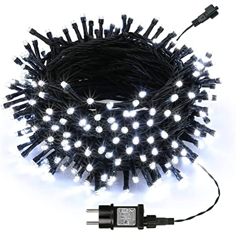 Joomer Lichterkette Außen 200 LED, 20M Weiß Weihnachtsbaum Lichterkette Strombetrieben mit Timer, 8 Modi Wasserdicht Weihnachtsbeleuchtung Deko für Outdoor Innen Weihnachten Party Garten Hochzeit
