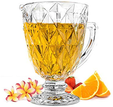 Sendez Wasserkrug mit Henkel 1L Relief Pitcher Glaskrug Glaskaraffe Karaffe Krug Saftkrug