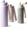 MAMEIDO Thermosflasche mit Strohhalm 1,2l, auslaufsichere Trinkflasche Edelstahl isoliert, Wasserflasche BPA-frei mit Trageschlaufe, Water Bottle Sport (Lavender Haze, 1200ml)