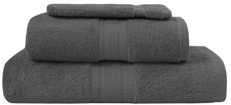 Sensei Maison - Ensemble de Bain 3 pièces (1 Drap de Bain + 1 Serviette de Toilette + 1 Gant) Luxury - - Anthracite