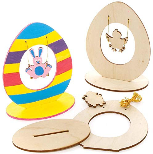 Baker Ross Schaukelnde Osterfiguren aus Holz, 3 Stück, Bastelspaß für Kinder (AX791)