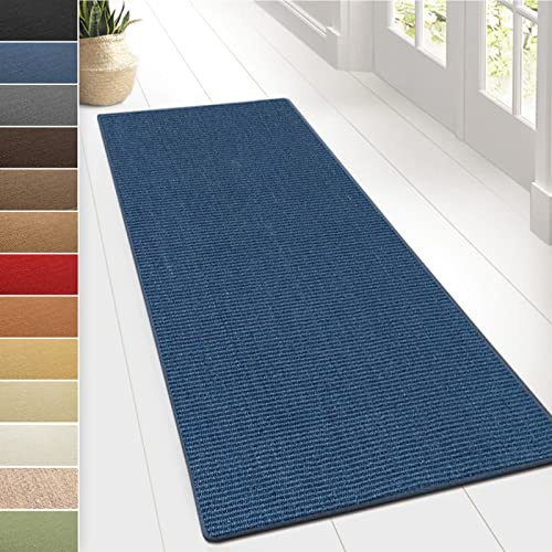 Floordirekt Sisal-Teppich Sylt | Wohnteppich oder Läufer | Hochwertiges Qualitätsprodukt | Erhältlich in vielen Farben & Größen | Langlebig & strapazierfähig (80 x 250 cm, Blau)