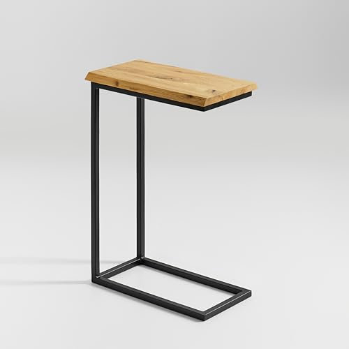 BestLoft.de Kleiner Beistelltisch Couch Schwarz Weiß Holz Laptoptisch C Form Sofatisch Side Table Tabletttisch Eiche Bed Table Nachttisch hoch Laptoptisch für Couch Kleiner Wohnzimmertisch (CSHB-W)