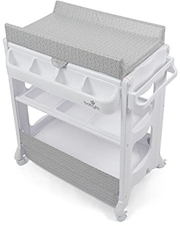 Babylo Changeur intelligent avec unité de baignoire avec rangement astucieux et pratique, gris chiné, BL11966
