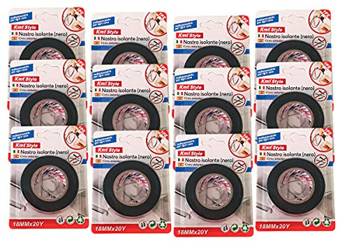 Isolierband, schwarz, Breite 18 mm, Länge 20 m, Packung mit 12 Rollen