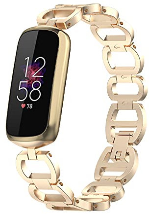 Yikamosi Kompatibel mit Fitbit Luxe Armband,Schnellverschluss Edelstahl Metall Ersatzarmband Damen Herren Wristband Uhrenarmbänder für Fitbit Luxe/Fitbit Luxe Special Edition.Champagner Gold
