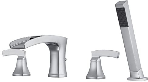 Artiqua Wannenfüller Römischer Wasserfall Wannenarmatur Chrom Deck Mount Badewanne Armaturen 4 Loch Messing Badezimmer Armaturen mit Handbrause