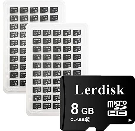 Lerdisk Factory Wholesale Lot de 100 cartes Micro SD 8 Go U1 C10 MicroSDHC UHS-I Produit par 3C Group Authorized Licencee (8 Go, lot de 100 pièces)
