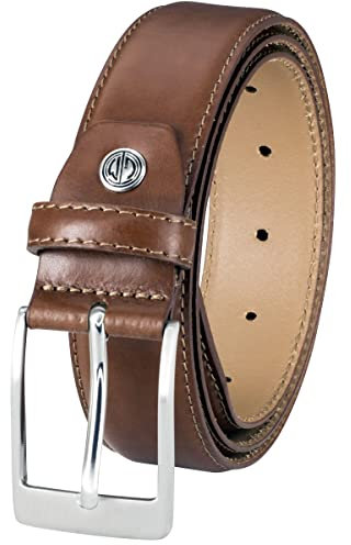 LINDENMANN Anzug-Ledergürtel Herren, Anzug-Gürtel Herren 35 mm breit, Gürtel Anzug Herren, Rindleder cognac, Farbe/Color:braun
