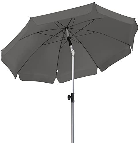 LIFERUN Sombrilla de Balcón 200 cm, Inclinable, sombrilla de playa UPF 50+ con Función Plegable, 8 Varillas de acero, Protección Solar, Estable, Adecuada para Balcones, Jardines y terrazas, Gris