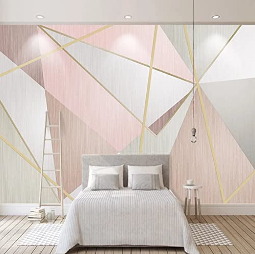 Fototapete 3D Effekt Rosa Dreieck Geometrisches Muster Vliestapete Wandbild Wohnzimmer Schlafzimmer Wanddekoration 400(w) x280(H) cm
