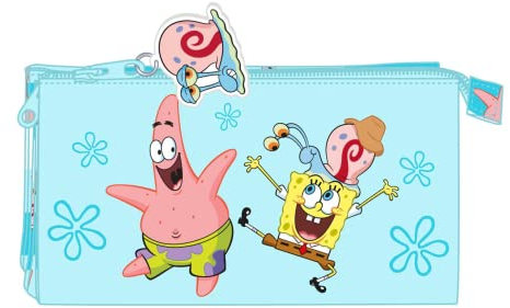 Safta Portatodo Triple Bob Esponja Stay Positive 22X12X3Cm, Dibujo Animado, Multicolor (812291744)