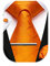 HISDERN Herren Hochzeit Orange Krawatten und Einstecktuch Krawatte Plaid Manschettenknöpfe-Krawattenklammer-Set