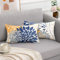 Polsterbezug Marineblau Gelb Herbst Kissenbezüge 30x50 Kissenhüllen Dahlie Herbst Kissenbezug Elegant Bauernhaus Geometrisch Blume Kissenhülle 2er Set Dekokissen Für Wohnzimmer Garten Sofa Dekor
