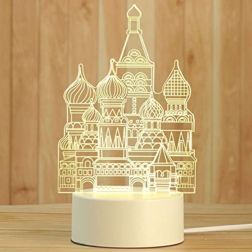 AKIS HOME 3D Nachtlicht, LED Illusion Lampe mit Smart Touch 7 Farben für Wohnzimmer Schlafzimmer, Geburtstagsgeschenk für Mädchen Junge (Schloss, 3-farbig)