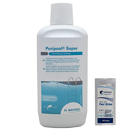 BAYROL PURIPOOL Super Liquide - 1L | Hivernage - Ultra Concentré - Non moussant + 10 Tests HPS OFFERTS 6 en 1