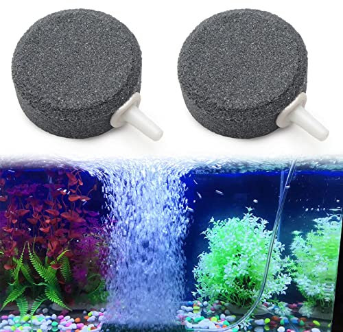 Diffusore di Ossigeno per Acquario,4 cm di Bolle di Pietra di Ossigeno,Air Stone per Acquario,Pietre ad Aria per Acquari,Pietre d'Aria Rotonde,Disc Bubble Diffusore,Acquario Pietra Porosa,2 PCS