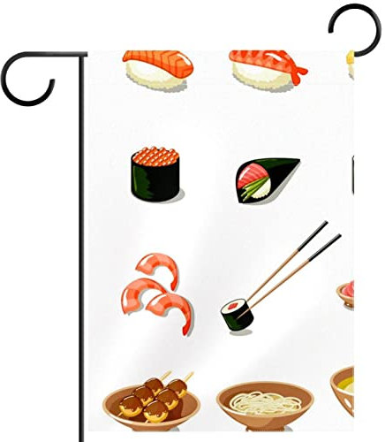 sushiPattern Ramen Gartenflagge Vertikale Doppelseitige saisonale Bauernhaus Hof Outdoor Dekorationen