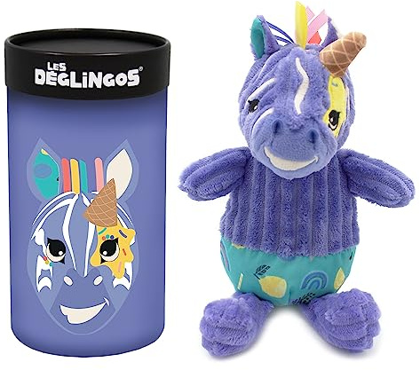 Les Deglingos – Plüschtier klein Simply + Geschenkbox – Kiprokos das Zebra – ab Geburt – 22 cm – Violett