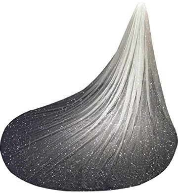 ELAWBTY 1 T einfarbiger Glitzer-Tüllschleier lang Hochzeit Brautschleier F47, Elfenbein, Cathedral length 118(300cm)