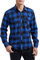 HISDERN Herren Flanellhemd Flanellhemden Männer Kariert Western Cowboy Vintage Langarm mit Tasche Baumwolle Freizeithemden Blau 3XL