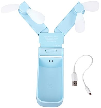 Gatuida Mini Folding Usb Rechargeable Fan Double-headed Electric Table Fan for Outdoor Travel Cooler Lightweight Design Speed