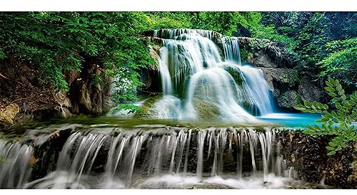 HUBDECO Schutzunterlage für den Schreibtisch - Schützt Schreibtisch vor Kratzern und Schäden - Langlebig, Hitzebeständig - Pflegeleicht, Wasserfest - Mauspad - 90x45cm - Wasserfall