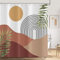ASDCXZ Duschvorhang Boho Style 180x180 cm, Modern Abstrakt Kunst Grün Blätter Sonne Spitze Linien Bad Waschbar Duschvorhänge Polyester Textil Wasserdicht Duschvorhang für Badewanne mit 12 Haken