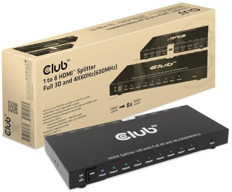 Club3D CSV-1383 1 auf 8 HDMI™ Splitter Full 3D und 4K60Hz(600MHz)