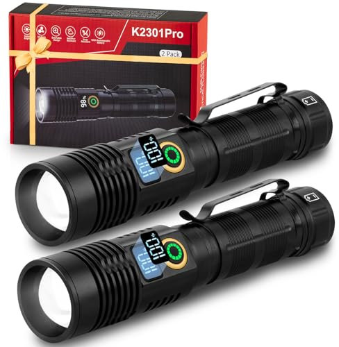 AOMEES Taschenlampe Led, USB Aufladbar Taschenlampe 5000 Lumen, Extreme Hell Led Taschenlampe, IPX5 Wasserdicht, 5 Leuchtmodi & Stufenloses Regelung, für Outdoor Notfälle/Camping/Wandern